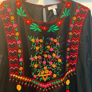 Joie Black Colorful Crocheted Mini Dress